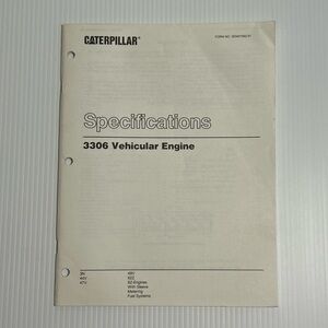 CAT Caterpillar Specifications 3306 Vehicular Engine Manual Guide Book